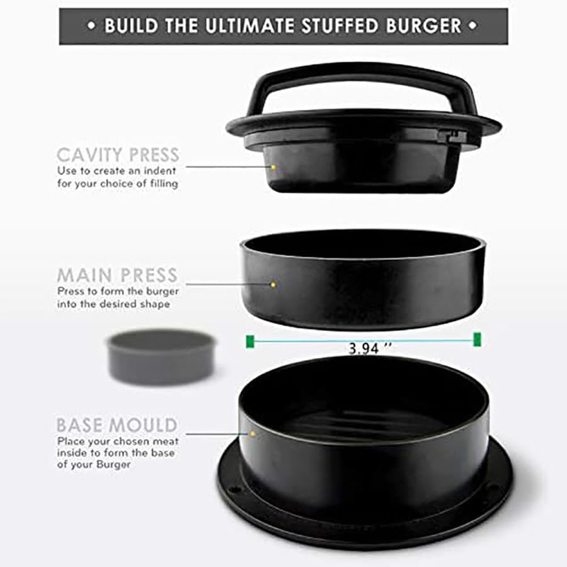 Hamburger Press, 3 in 1 Stuffed Burger Press Patty Maker