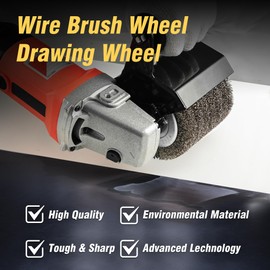 4.7" x 4" Stainless Steel Wire Drawing Wheel, Wire Brush Drum Surface Conditioning Tool, Metal Polishing Wheel for Metal Surface Polishing Grinding Removing Rust-3/4 Quad Keyway