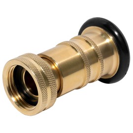 Brass Fire Hose Nozzle, 1-Inch NPSH/NPT Thread, 100 PSI, Fog & Straight Stream Modes, Adjustable Fire Hose Nozzles for Firefighting and Gardening