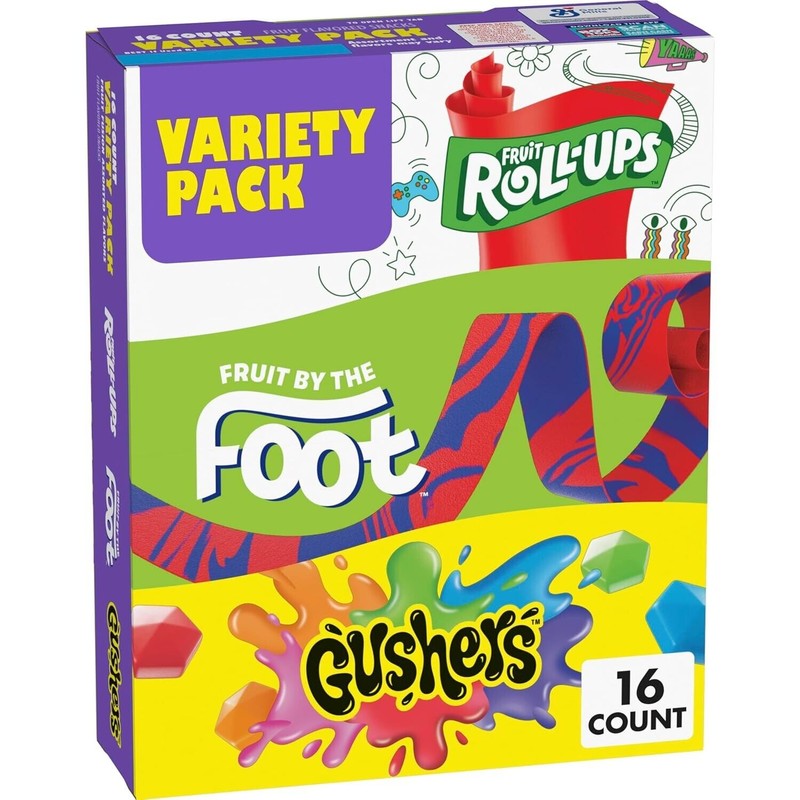 "Fruit Roll-Ups, Fruit by the Foot, Gushers" Fruit by the