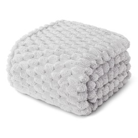 Whale Flotilla Cuddly Blanket, Fluffy Blanket with 3D Jacquard Pattern, Exquisite and Warm Sofa Blanket for All Seasons, 150 x 200 cm, Light Grey