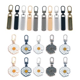 20 PCS Zipper Pull Replacement，Detachable Metal Zipper Pulls，Repair Metal Zipper Handle/Head Cord Extender Mend Fixer Slider for Luggage Clothing Jackets Backpacks Boots Purse Coat Universal Extender