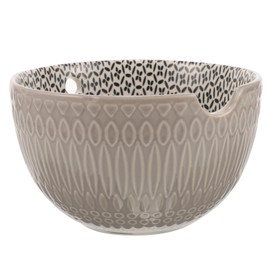 DOITOOL Yarn Bowl Ceramic Crochet Holder for Yarn Storage Grey Simple Pattern Organizing Bowl for Knitting Crocheting Supplies Portable Craft Tool for Easy Use