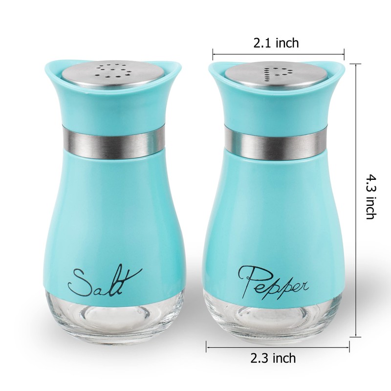 Lonffery Salt and Pepper Shakers, Stainless Steel and Glass Bottle,