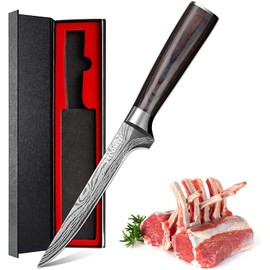 Ytuomzi Boning Knife 6-inch High Carbon German Steel Flexible Fillet Knife for Fish – 6" Razor Sharp Deboning Knifves for Meat Poultry Chicken Cutting l Ergonomic Pakkawood Handle, Gift Box