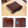 Wallet for Men Bifold Genuine Leather Zipper Wallet RFID Blocking