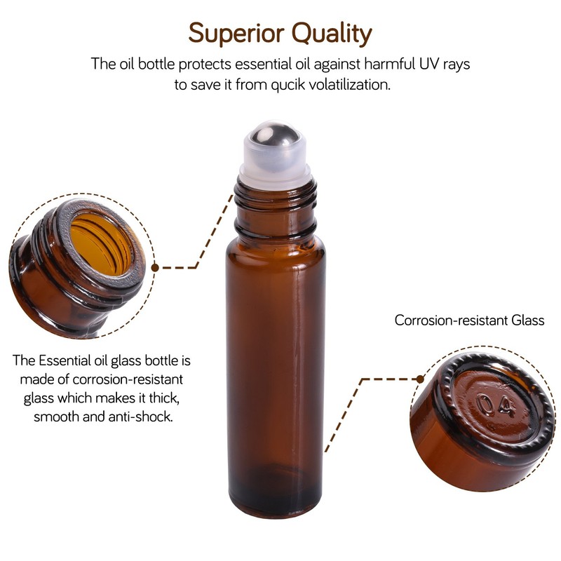 PrettyCare 12 Pack, 10 ml Essential Oil Roller Bottles with