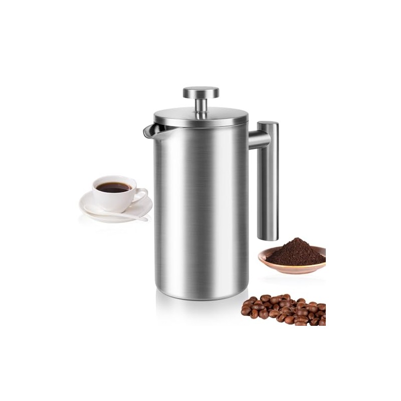 French Press 34 oz, Full Stainless Steel French Coffee Press