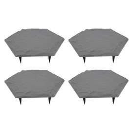 4Pcs Large Stepping Stones,Outdoor Stepping Stones with 24pcs Ground Stakes,Outside Flooring Pavers Decorative for Garden Yard Lawn Pathway Walk Way (Grey)