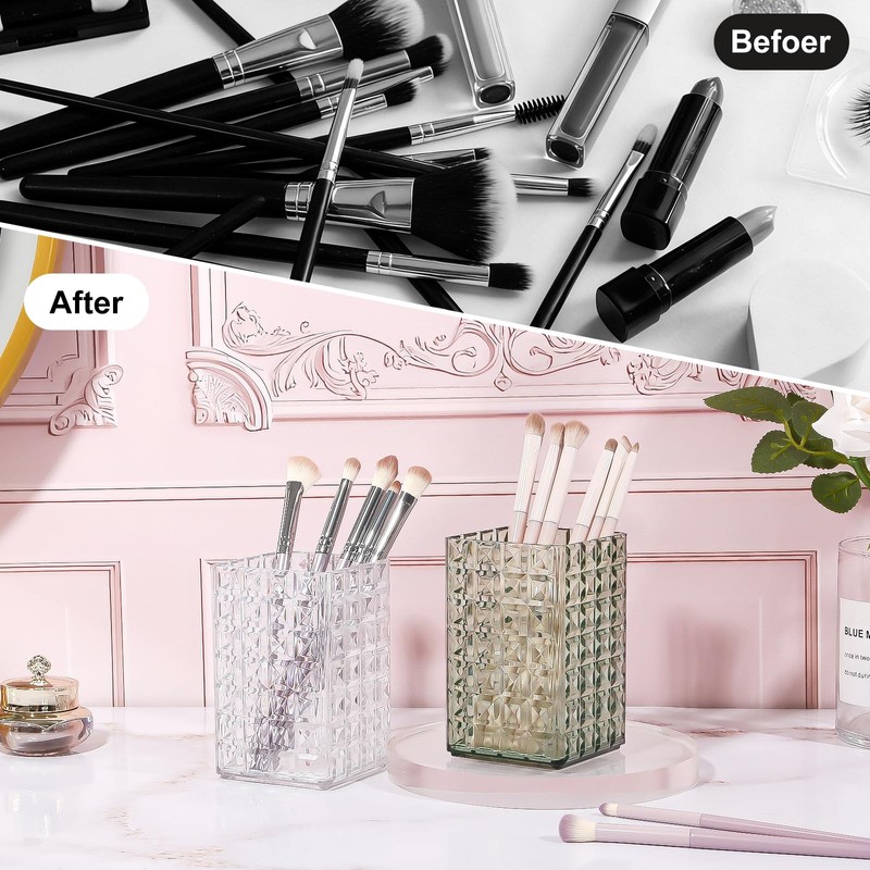 DASITON Makeup Brush Holder Organizer, Acrylic Makeup Brush Cup, Diamond