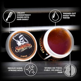 Suavecito Pomade Firme Cera Para Cabello de Fijacion Media Brillo Medio Todo Tipo de Cabello 113g