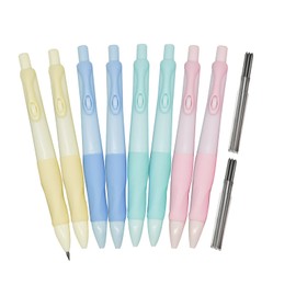 Lopenle 12 Pieces 2.0mm Mechanical Pencils Thick Barrel Pencils Comfortable Grip Ergonomic Pencils With 10 pcs Refills Sharpeners for Art Drawing Writing Sketching At School Office