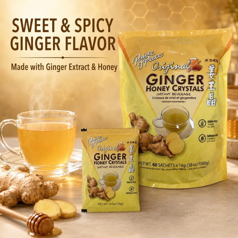 Instant Ginger Honey Crystals Family Value Pack 60 Sachets 18g