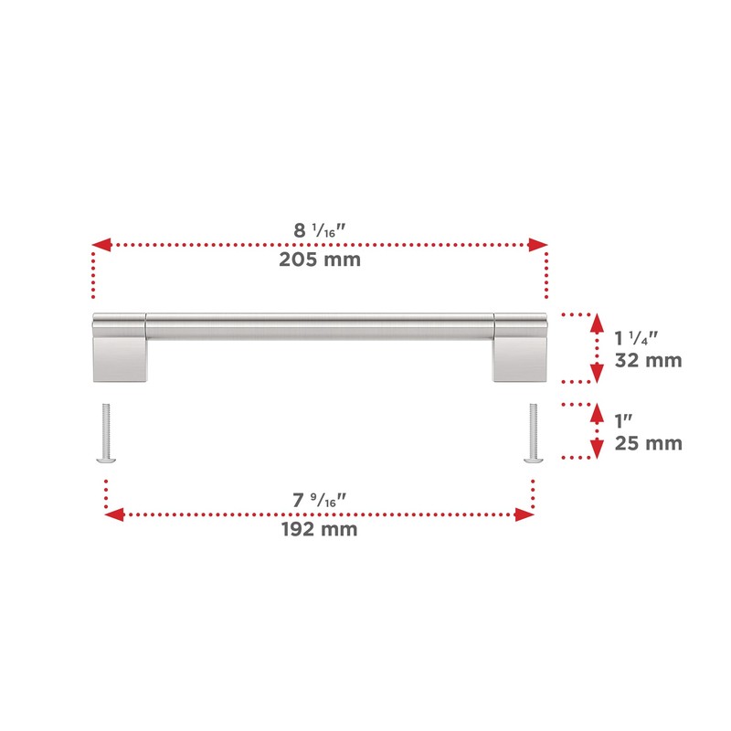 Richelieu BP527192195 Avellino Collection Brushed Nickel Cabinet Handle 7 9/16