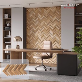 Wall!Supply 3D Wall Panels – Reclaimed Herringbone Asian Teak Wood – Home Decor Wallpaper Alternative for Living Room, Bedroom & Office – Easy DIY Installation – 16 Pack, Covers 11.63 Sq Ft