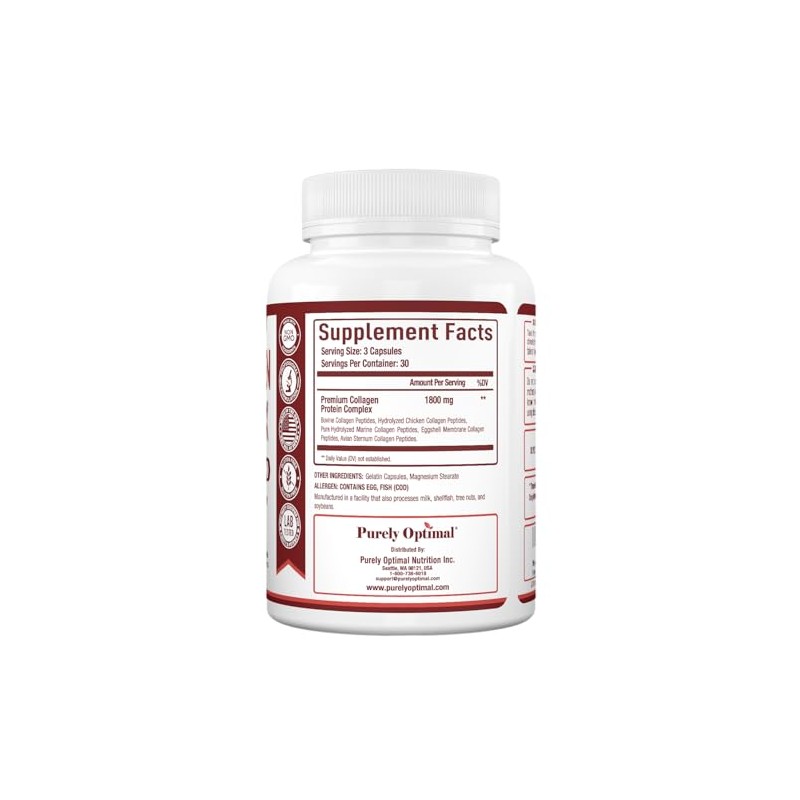 Premium Multi Collagen Peptide Capsules (Types I,II,III,V,X) - Anti-Aging Formula,