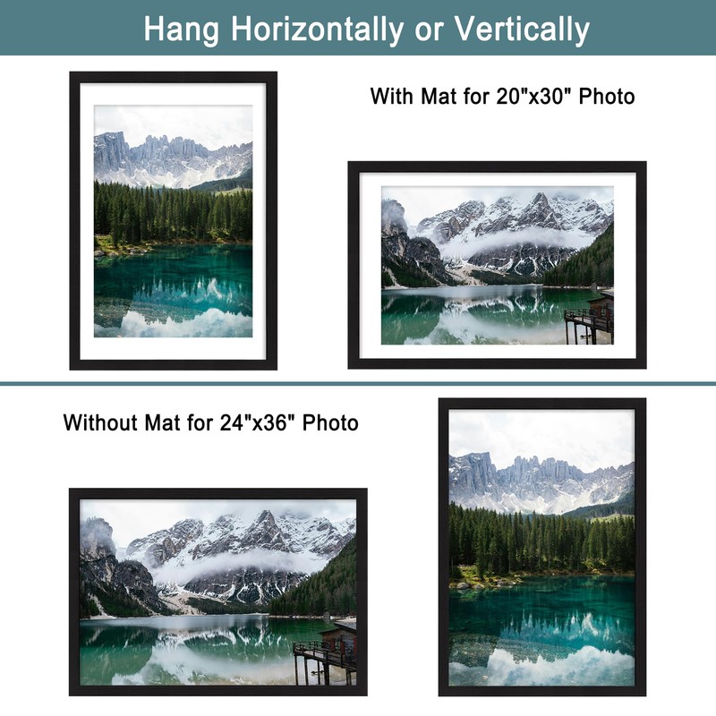 iRahmen 24x36 Poster Frame Set of 2 with Plexiglass, Black