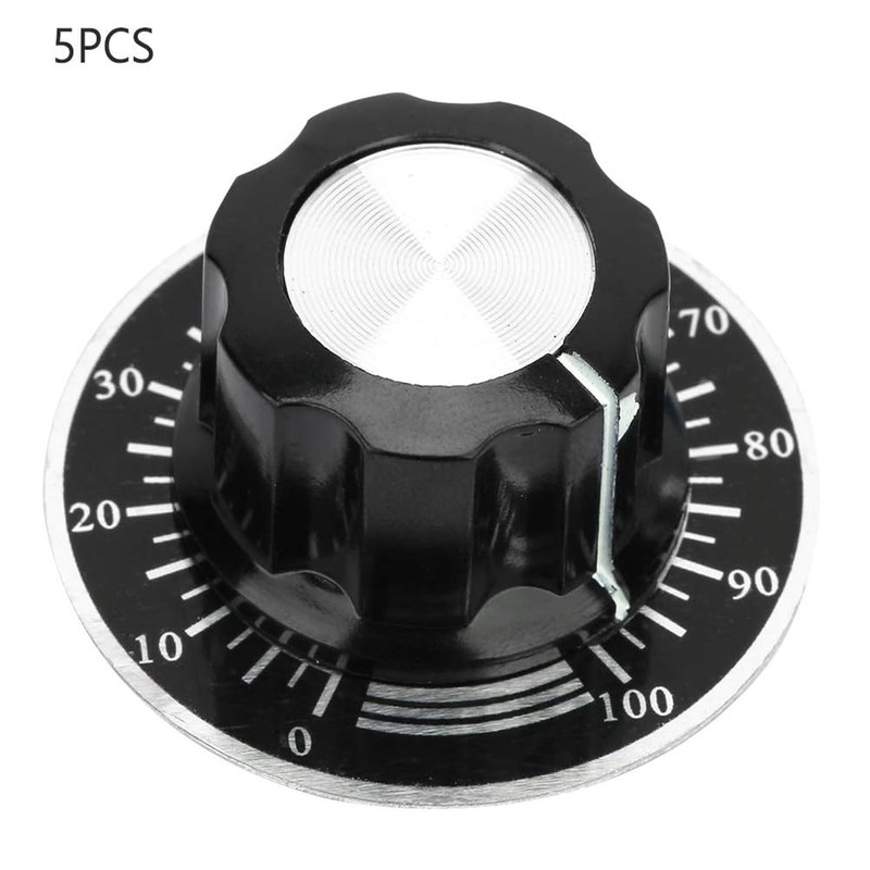 5Pcs Potentiometer Knobs 6mm, Knurled Control Knob With Digital Dial