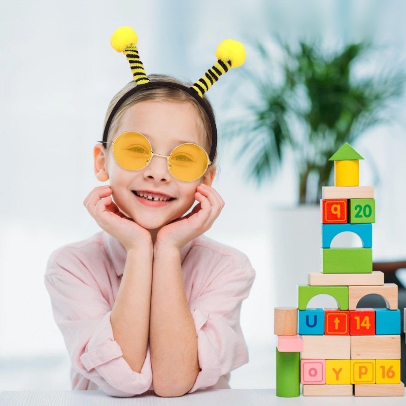 2 Pieces Bee Headbands And 2 Pieces Round Glasses, Animal