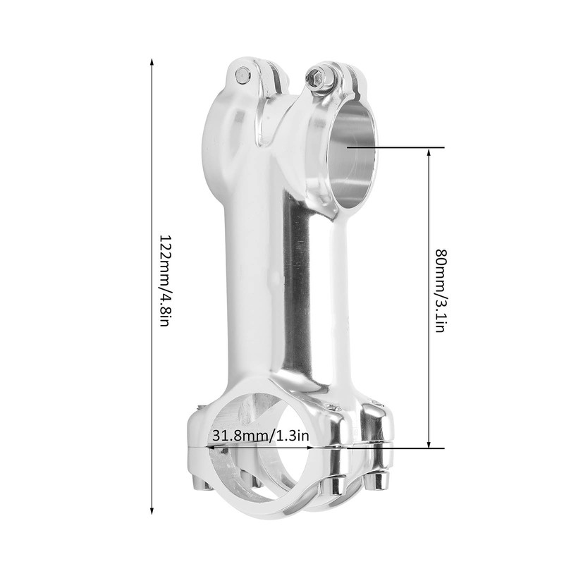 Silver Bike Stem Lightweight Aluminum Alloy with 28.6mm Front Fork