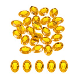 QUARKZMAN Pack of 25 Acrylic Oval Gemstones 18 x 25 mm Flat Back Artificial Rhinestones for DIY Crafts Beads Wedding Party Face Painting Jewellery Making Gold
