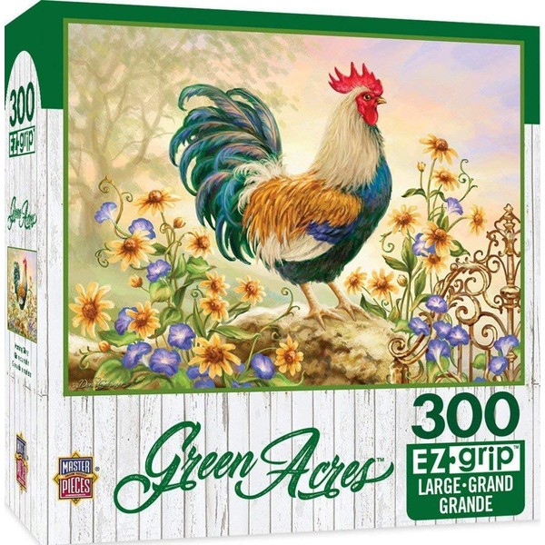 MasterPieces Green Acres Morning Glory Rooster Large EZ Grip Linen Jigsaw Puzzle by Dona Gelsinger, 300-Piece