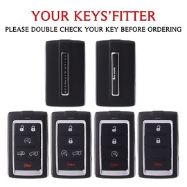 SANRILY Soft TPU 6/4/5 Button Key Fob Cover for Jeep Grand Cherokee L 2021 Grand Wagoneer 2022 2023 Keyless Full Protection Key Case Shell with Keychain Silver