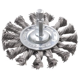 kwb Disc Brush, Coarse, Braided, HSS Steel Wire, Diameter 70 mm for Metal and Stone, Wire Brush for Drill Machine incl. E6.3 Hex Shank, for Rust Removal, Descaling, Roughening and Cleaning