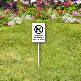 Uptell 7x8.8 Inch Dog Urine Kills Plants Please Curb Your Dog Yard Signs with Stakes Aluminum Sign for House/Front Door and Business