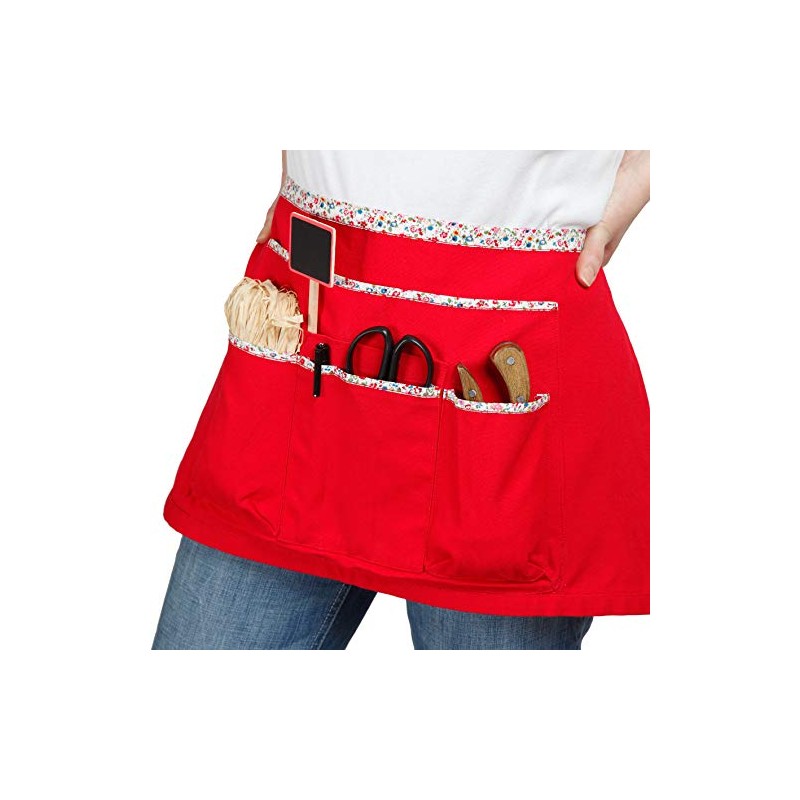 La Short Cord Eline Gardeners Apron Red Liberty 64 x