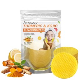 AMOCOCO Turmeric Makeup Removal Tablets, Turmeric Cleansing and Exfoliating Pad for Facial Cleansing and Skincare - Gentle Exfoliation, Brightening Skin - Skin Type: 3 pack