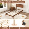 Giantex Wood Twin Bed Frames with Headboard, Mid Century Modern