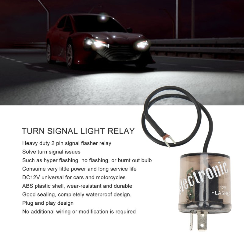 2Pin Electronic Flasher Relay LED Turn Signal Lights Bulbs Relay