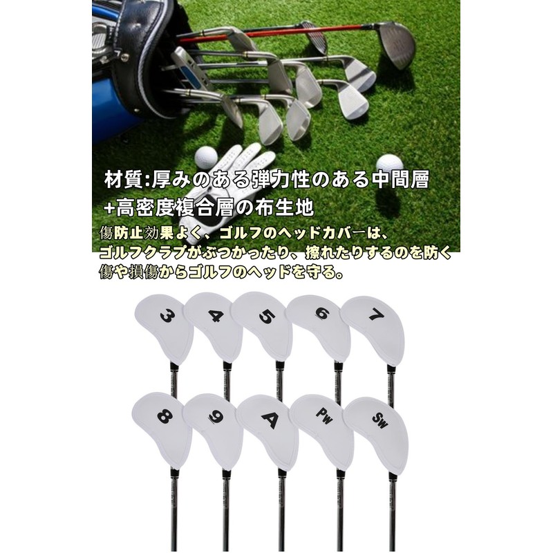YFFSFDC Golf Iron Covers Headcovers 10 Pcs (3-9, A, Pw,