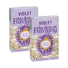 Les Anis de Flavigny Candy Mints, The French Mints, Vegan, Non-GMO, Made in France, Violet Flavor, 40g Box, 2-Pack