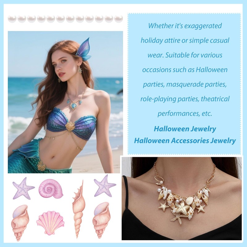 Starfish Necklace for Women Shell Necklace Seashell Earrings Waist Chain