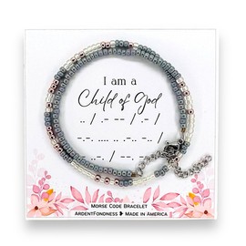 I Am A Child Of God Morse Code Wrap Bracelet for Christian Women Teenager, Inspirational Religious Jewelry for Her, Unique Graduation Gift, Bible Verse Scripture Adjustable