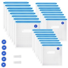 Sous Vide Bags 31Pcs, Reusable BPA Free Vacuum Sealer Bags Vacuum Food Storage Bags for Cooking/Food Storage/Microwave Heating - 24Pcs Vacuum Zipper Bags & 2 Seal Clips & 5 Air Valves