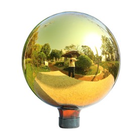 VCUTEKA Gazing Ball, Glass Mirror Polished Hollow Ball Reflective Garden Sphere, Gazing Globe for Home Garden Lawn Outdoor Ornament Yard Decorative 10-Inch, Gold