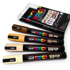 Uni POSCA 4-Piece 5M Marker Set in Plastic Case for Art Painting Skin Tones