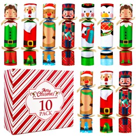 10PACK Christmas Party Favor 10'' No-Snap Table Favors with Prize Joke Gifts for Adults Kids Party Supplies Dinner Decorations British English Holiday Games
