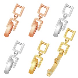 JIEYAO 6Pcs Gold Bracelet Extender for Women, Foldover Extension Jewelry Clasps,Brass Necklace Extensions Plated Closure End Caps Watch Band Clasps for Jewelry Making DIY Crafts(Gold+Silver+Rose Gold)
