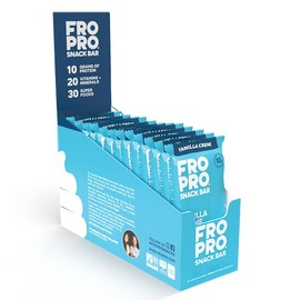 FROPRO Plant Protein Snack Bars - Plant Based Protein Bars, All-Natural, Gluten, Dairy, & Soy Free, High Protein Bars with Low Calories | Vanilla, 12 Pack