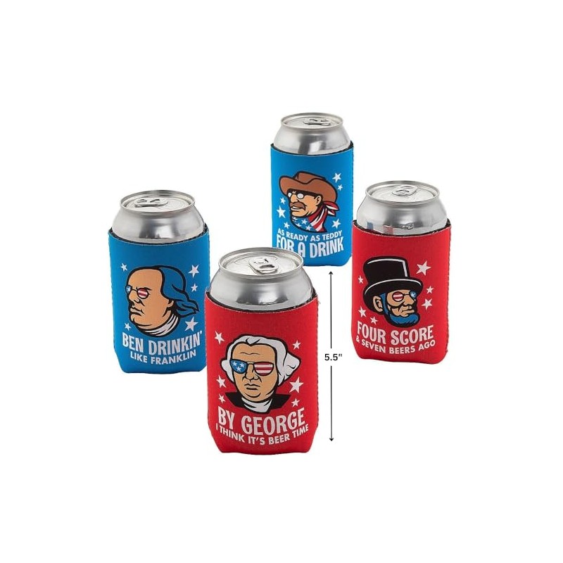 Fun Express Patriotic Faces Koozies for Cans 12 Pack -