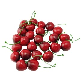 Artificial Cherries, Fake Red Cherries, Lifelike Fruit Model for Home Kitchen Party Decoration (Pack of 25)