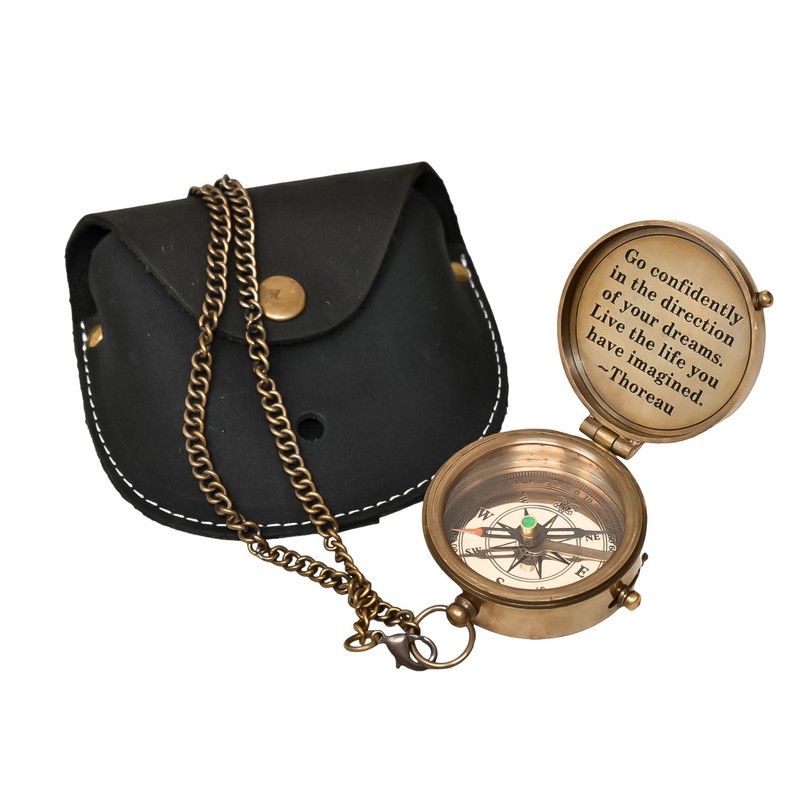 Thoreau's Go Confidently Engraved Compass Graduation Gift, Graduation gift for