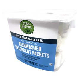 Open Nature Earth Friendly Dishwasher Detergent Packets, Biodegradable, Dye & Fragrance Free (60 Packets)