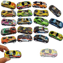 Himeeu 18Pcs Metal Pull Back Racing Car Toy Die Cast Race Cars Vehicles Friction Powered Toddler Boy Toys 2.7 Inch