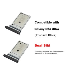 2 PCS for Galaxy S24 Ultra Dual SIM Card Tray Replacement, Dual SIM Card Slot Holder Compatible with Galaxy S24 Ultra (Titanium Black)