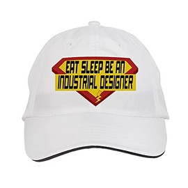 Makoroni - EAT Sleep BE an Industrial Designer Career Hat Adjustable Cap, DesB79 White